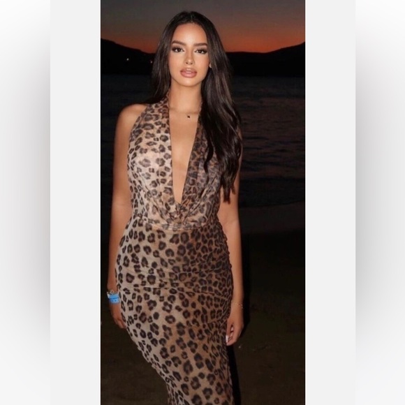 Zara Leopard Print Halter Dress - Picture 2 of 6
